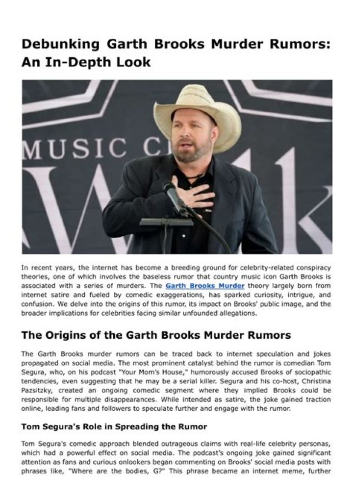 Exploring The Demise Rumors Of Garth Brooks